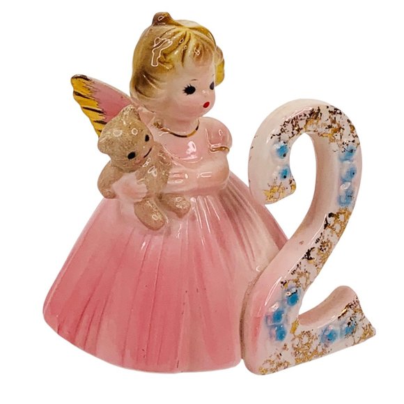 Vintage Josef Original 2 Yr Old Birthday Cake Topper Second Year Figurine Angel - Picture 8 of 12